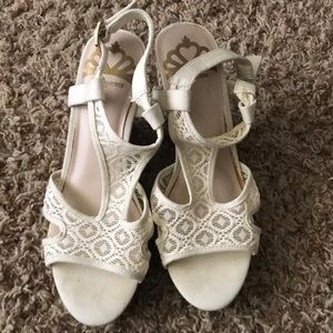 White lace wedges